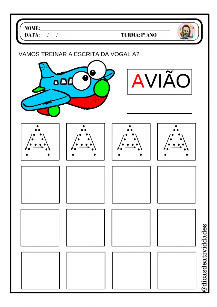 Aprendendo as vogais do alfabeto A, E, I, O, U 